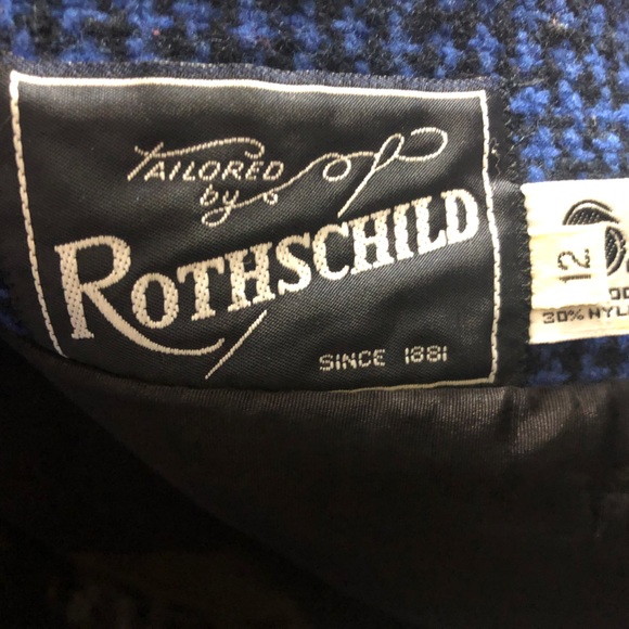 Vintage 1960s Rothschild Wool Women's Coat royal blue/black checkered USA made - Picture 2 of 14